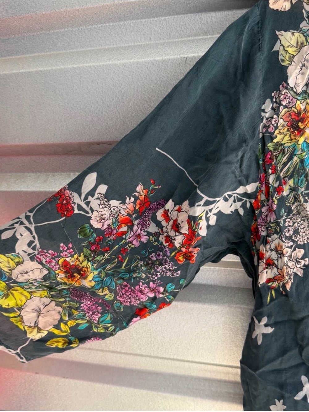 Johnny Was watercolor floral tunic simi sheer - Picture 5 of 7